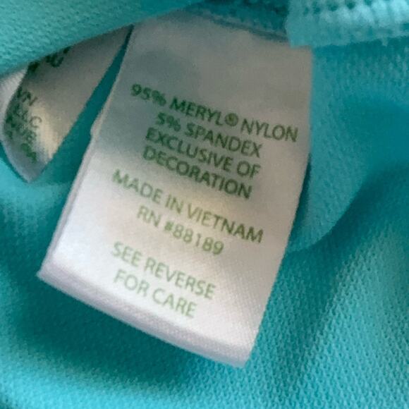 Lilly Pulitzer Polo Top Women's Size Small Frida Ruffle Turquoise Luxletic - Picture 4 of 4
